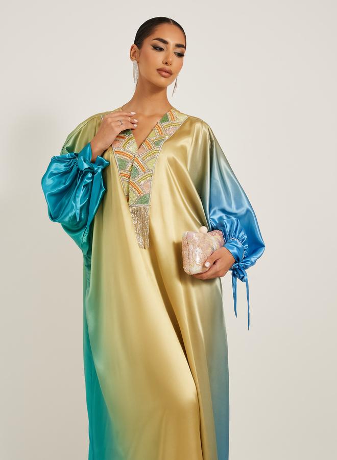 Maxim Creation Embroidered Detail Ombre Jalabiya - Image 3